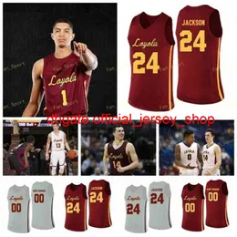 College NCAA Loyo Ramblers Jersey de basquete 23 Cooper Kaifees 24 Aundre Jackson Tate Alcock Hall 25 Cameron Krutwig Custom Stitche