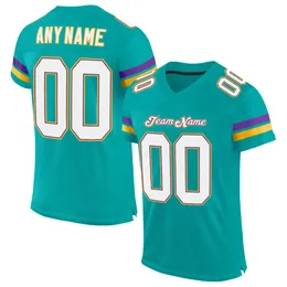 Niestandardowa Aqua White-Purple Mesh Authentic Football Jersey 43534