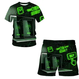 Mobile technology Summer 3D Printed Men's T-shirt Shorts Set Men's Sportswear Tracksuit O Neck Short Sleeve Men's Clothing 220624
