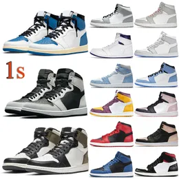 1S High Mens Basketball Shoes Mens Womens Bred Patent Racer Blue Outdoor Sports Trainers