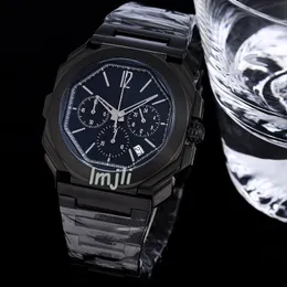 Mens Watches 42mm Büyük Dial Quartz İzle Çift Time Chronograph Saatler Tasarımcı Tasarım Bilek saati