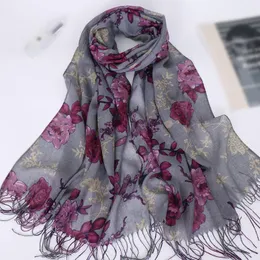 Tassels Women Printed Floral Hijab Scarf Shawls Muslim Turbans Head Wraps Viscose Fashion Islamic Pashmina 1pc Retail