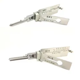 Herramienta de suministros de cerrajería Lishi KW1 SC4 2 en 1 Descodador y herramientas de selección de cerraduras para cerraduras de puerta en casa