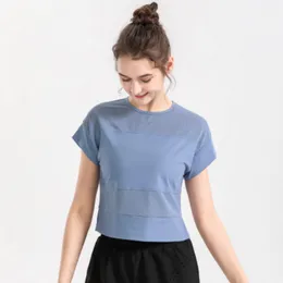 Kısa Kollu Yoga Kıyafetleri Gömlek O Neck Sports T-Shirt Kadın Fitness Örme Yüksek Elastik Nefes Alabası 2022S Yeni