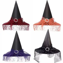 Хэллоуин ведьма шляпа сетка праздничные украшения шляпы для взрослых детей костюми