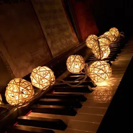 Dizeler Rattan Ball Pil Dize Peri Işıkları Noel Partisi Düğün Lambled Ledled Led