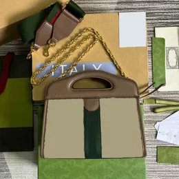 Designer axelväskor Kvinnor Ophidia Series Webbing Tote Bag Girls Handbag Chain Messenger Bag 693724 Plånbok
