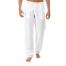 Męskie spodnie bawełniane letnią modę swobodny kolor prosty luźne białe joggery sprężyste talia plus rozmiar spodni 3xl 220826