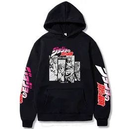 Harajuku jojo dziwaczny z kapturem z kapturem japońscy anime mężczyźni/kobiety długie rękawowe bluzy bluzy kreskówkowe Hip Hop vintage ubrania G220429