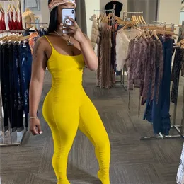 TsureTobe Stacked Jumpsuit Women SkinnyRompers Seveless Spagetti Strap Ovalons Ovalls Stacked Leggings Bodycon Club Outfits女性T200509