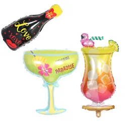32" Love Wine Bottle Flamingo Wine Glass Aluminum Film Balloon Birthday Anniversary Bachelorette Party Decor Supplies MJ0702
