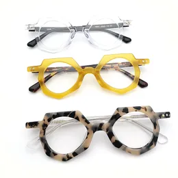 Marke Männer Designer Brillen Rahmen Frauen Brillenfassungen Vintage Myopie Brillen Optische Gläser Retro polygonale Lesebrille für verschreibungspflichtige Gläser mit Etui