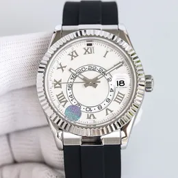 Mens Watches Rubber Strap Fully Automatic Mechanical Watch Sapphire Waterproof Design 42mm Montre De Luxe Multifunction Bezel