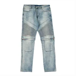 2021 Nya mode knä blixtlås vikar vintage män smala jeans byxor retro tvättade punk stil casual denim byxor elegant spodnie t220803