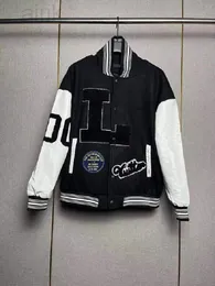 2023 Street Fashion Catwalk Unisex Jacke Herren Baseball Uniform Flache Stickerei Pull Side High Street Jacke Farbe Schwarz Weiß Größe 2XL/3XL/4XLS/M/L