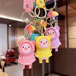 Raincoat Piggy KeyChain Car Key Chain Soft Silicone Cartoon Animal Pendant School Bag Ornament Decoration Gift Keychains Girls