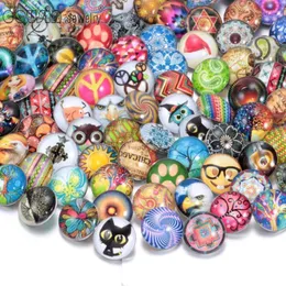 100pcs/lot Mixed 18mm Glass Snap Button Jewelry Snaps Fit Bracelet Fawn22