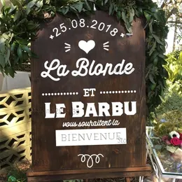 Projektowanie francuskiego znaku Binue Kalekale Kreatywne niestandardowe nazwę Personalizowanie wystroju ślubnego Drewniana deska szklana lustro LC836 220621