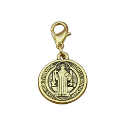 100st Jesus Benedict Nursia Patron Cross Floating Lobster Clasps Charm Hängen för smycken som gör resultat