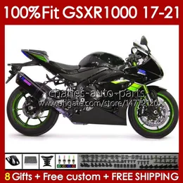 Wtryskowe owiewki dla Suzuki K17 GSXR 1000 CC 17 18 19 20 21 Bodywork 146NO.57 GSXR1000 1000CC GSXR-1000 2017 2018 2019 2020 2021 GSX-R1000 17-21 OEM Bodys Black Stock Blk