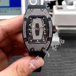 Serie Luxusmechanik Uhr Richa Armbandwatch Wine Barrel Watch Milles RM007 Uhr 2824 Automatisch mechanisch schwarzer Stahl Vollstrecke Date Tape Frauen '