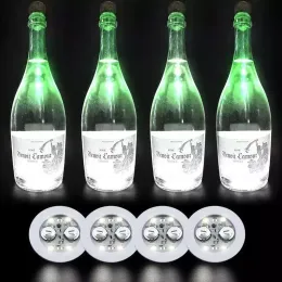 NOVITÀ Sottobicchieri LED Novità Illuminazione 6cm 4 LED Glow Bottle Lights Fantasy Sticker Coaster Discs Lampada per la festa di Natale Wedding Bar Decor xmas