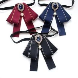 Diamond Fashion Unisex Ribbon Brooches Bine Tie Tie Vintage Предварительно связанные воротнички ювелирные изделия Bowknot Рубашки для женщин для женщин