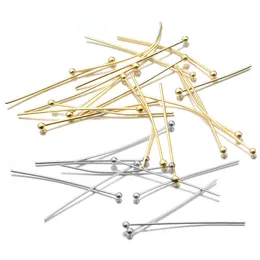 Aiovlo 50pcs/lot Length 20 30 35 40 mm Stainless Steel Ball Head Pins for Diy Jewelry Making Head Pins Findings Dia 0.6mm