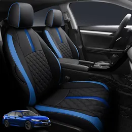 Capa de assento de carro personalizada para Honda Select Civic 11ª geração Rear Row W/ 40/60 Split - couro sintético à prova d'água preto/azul