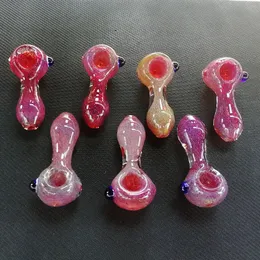 3D Pink Purple Color Glass Hand Pipes High Borosilicate Glass Smoking Rig Accessories 3Inch Length Tobacco Burner