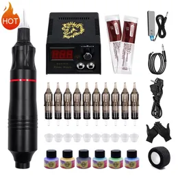 Tattoo Machine Set Kit Rotary Gun PMU för Pen Professional Body Artist 220624