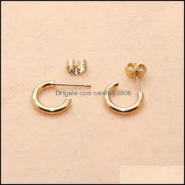 Stud Earrings Jewelry Titanium 316L Stainless Steel Ip Planting C Shape 10Mm Gold Vacuum Plating No Fade Allergy Fashion Jewelry1 Drop Deliv