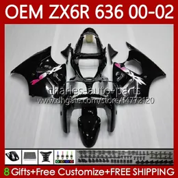 Injection Body For KAWASAKI NINJA ZX 6R 600 CC 6 R ZX636 ZX-600 00-02 glossy blackBodywork 133No.1 ZX 636 600CC ZX-636 ZX-6R 2000 2001 2002 ZX600 ZX6R 00 01 02 OEM Fairings