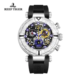 Reef Tiger/RT 2019 New Design Men Big Sport Watch Rubber Strap Skeleton Watch Waterproof Stainless Steel reloj hombre RGA3059-S T200409