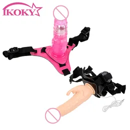 IKOKY Female Masturbator sexy Toys for Women Silicone Adult Games Realistic Penis 10 frequency Vibrator Strap On Dildos