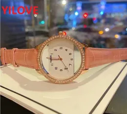 Bellissimo modello di alta qualità Anello con diamanti cavi trasparenti Orologio cinturino in vera pelle causale da donna al quarzo boutique da donna impermeabile braccialetto da polso alla moda