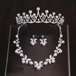 Brudsmycken Tillbehör Huvudstycken Uppsättning av bruden kronörhängen halsband bröllopsfest smyckesuppsättningar