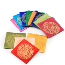 Kare Çin tarzı ipek brokar kahve çay pedleri setler 6pcs şanslı fincan mat vintage etnik yemek masası dekorasyon coaster küçük placemat