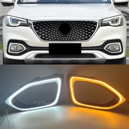 1Set Car DRL Daytime Lights Runking 12V LED Lampa mgła Mgły dzienne z płynnym żółtym sygnałem skrętu dla MG HS 2018 2019 2020