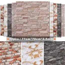 10st 3D Brick Wall Sticker DIY Papper för vardagsrum sovrum tv -vattentätt självhäftande skumplastklistermärken 220607