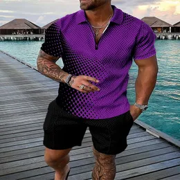 Geo Print Men Golf Golf Tracksuits Polo Swimming Leisure Summer Printing قمصان ذكور ملابس غير رسمية بالإضافة إلى حجم 3XL Poloshirt Tracksuit Shirt Polos