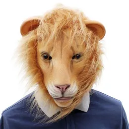 Masques de fête Masque de lion en latex Masques d'animaux complets Halloween Mascarade Anniversaire 220823