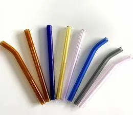 10x150mm yeniden kullanılabilir eko cam içme pipetleri açık renkli kavisli düz süt kokteyl suyu saman sn4614