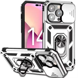 충격 방지 케이스 Heave Duty Hybrid 360 Full Protection Camera Cover Armor Housing for iPhone 14 13 12 11 Pro Max XR XS 7 8 Plus Finger Ring Stand