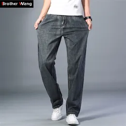 Plus Größe 40 42 44 Männer Dünne Blau Grau Jeans Sommer 7 Farben Verfügbar Erweiterte Stretch Lose Gerade Casual Hosen marke 201128