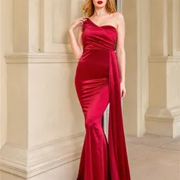 Sexy Satin-Maxikleid mit einer Schulter, gepolstert, Damen-Abendpartykleid mit Band, Königsblau, Grün, drapiert, lang, 220418