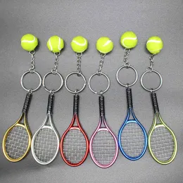 Cute Sport Mini Tennis Racket Pendant Keychain Keyring Key Chain For Women Men Car Keyring Charm Bag Pendant Jewelry Gifts Kids G220421