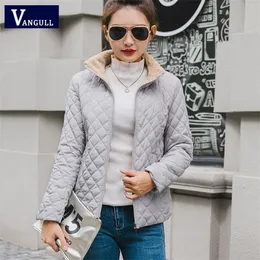 Vangull Winter Fleece Basic Jacket Long Sleeve Solid Female Coat New Stand Collar Zipper Casual Plus velvet lamb Outerwear T200212