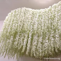 24 kolory sztuczny kwiat z jedwabiu Wisteria 34CM orchidea String Rattan strona główna ściana ogrodu wiszące kwiaty winorośli centralny Xmas wesele Dec