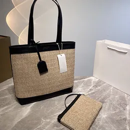 Superior quality black shopping Tote bags Large capacity handbags Vegetable basket new summer vacation beach straw bag woven shoulder bag women's y